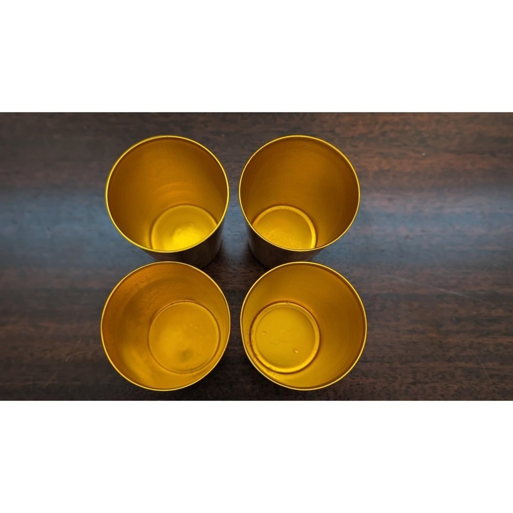 4 Vintage Bascal Aluminum Cups Tumblers Metallic Gold MCM Retro Italy 4.5" - Picture 4 of 6